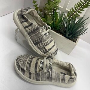 Reef Black and Cream Women's Slip-On Loafers